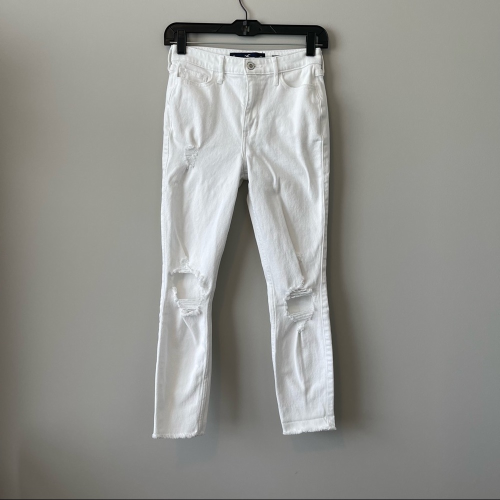 Hollister White Ripped Jeans High Waisted